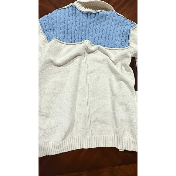 POL Patchwork Women's Cardigan Sweater Sz‎ large Boho Colorblock Long Open Front - Picture 12 of 14